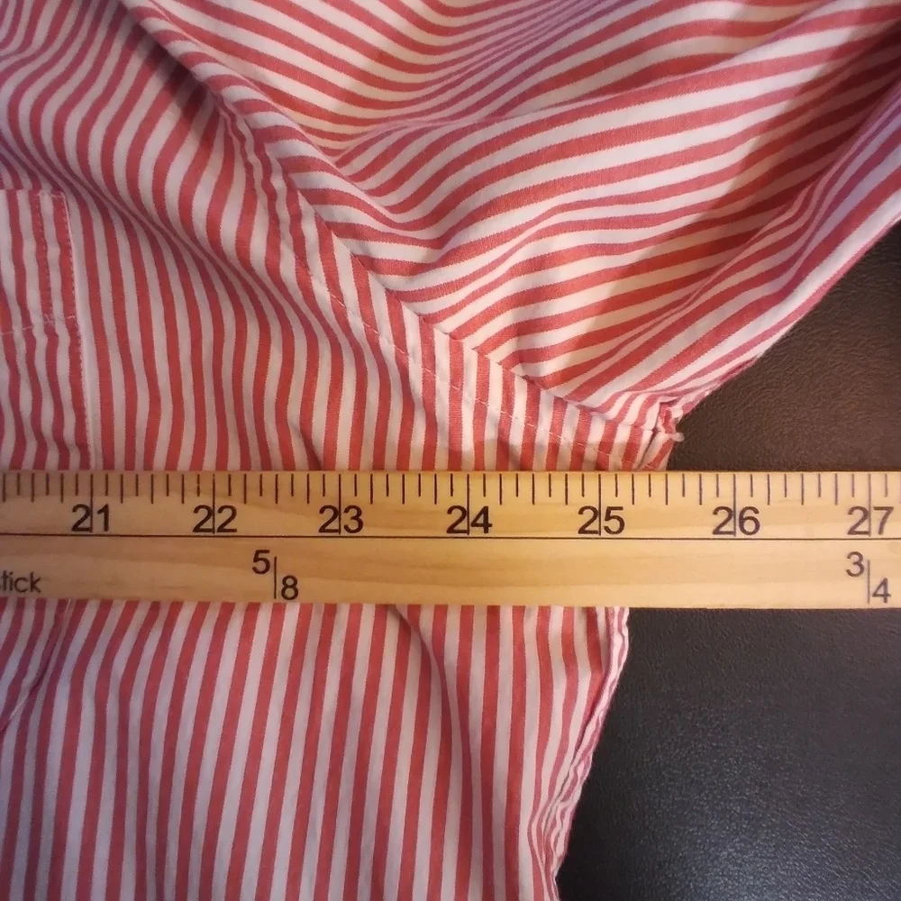 J. Crew Mens Slim Red & White Stripe Button Down Shirt Size XXL Workwear